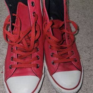 Red Leather Chucks Size 10.5